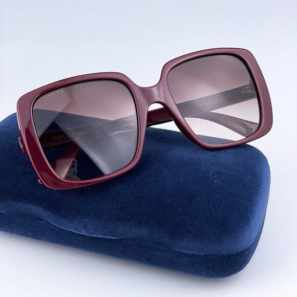 NEW GUCCI GG0632S 003 Burgundy Red Gradient Square Oversized Women Sunglasses - Picture 11 of 12